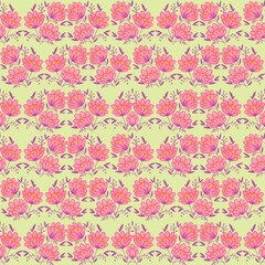seamless pattern with pink flowers
