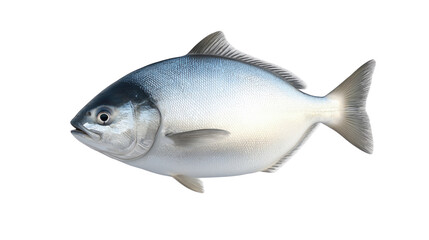 Naklejka premium Realistic 3D Illustration of a Single Fish with Silver and Blue Scales on a Transparent Background