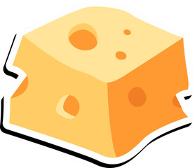 Cheese Sticker Illustration Element Set