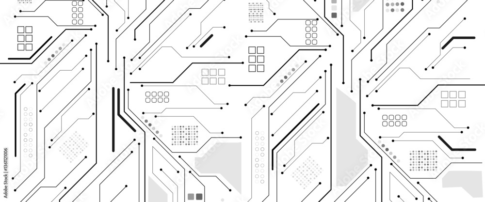 Poster Abstract background electronic printed circuit board, with dot and connection line.