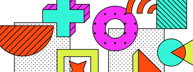 colorful bright composition featuring abstract geometric shapes and patterns vector illustration