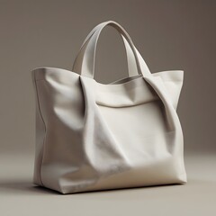 Elegant Cream Colored Fabric Tote Bag for Everyday Use on Neutral Backdrop