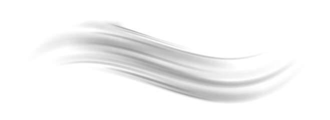Grey wind line element. Light gris curve speed effect. Air stream flow wavy motion trace. Wind wave blowing concept. Swoosh and swirl stripe path design illustration. Vector grey swoosh form