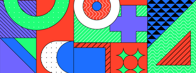 colorful vibrant geometric design featuring shapes patterns evoking energy and creativity vector illustration