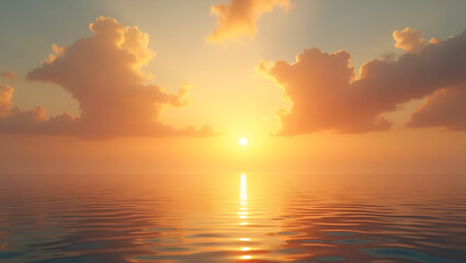 Fototapeta premium Golden Sunrise with Cumulus Clouds