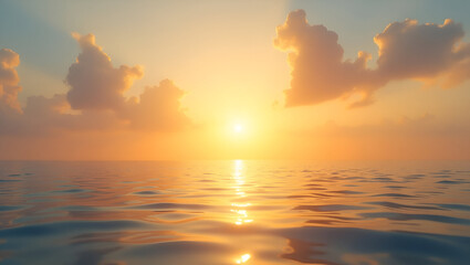 Fototapeta premium Golden Sunrise with Cumulus Clouds