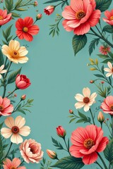 Delicate floral pattern featuring retro flower illustrations in a seamless design, background, watercolor, vintage