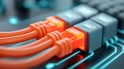 Radiant Orange and Blue Network Hub Connections