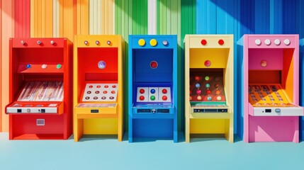 Colorful Arcade Game Selection at Bowling Center