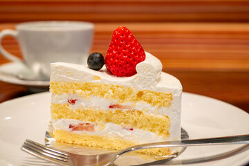 紅茶と苺のショートケーキ