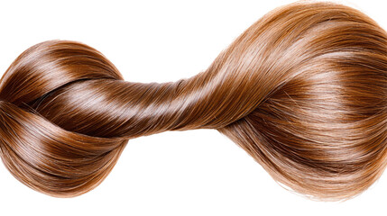 Fototapeta premium Twisted strands of shiny brown hair showcasing healthy texture and vibrant shine in a creative design
