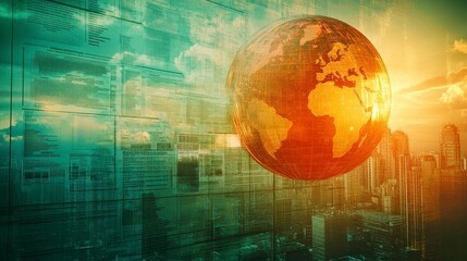 Digital Globe with Cityscape