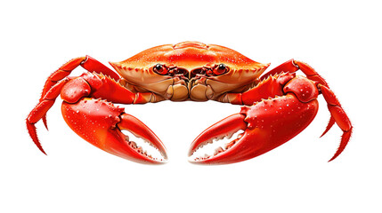 Vibrant Red Crab with Large Claws on a Transparent Background Perfect for Food Illustrations