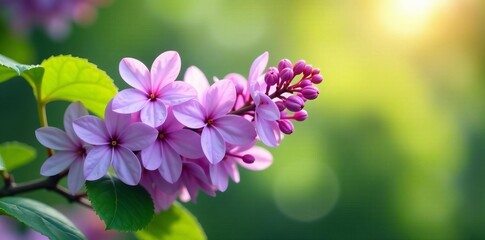 Obraz premium Close-up of lilac flowers on a branch with soft focus background, floral, lavender