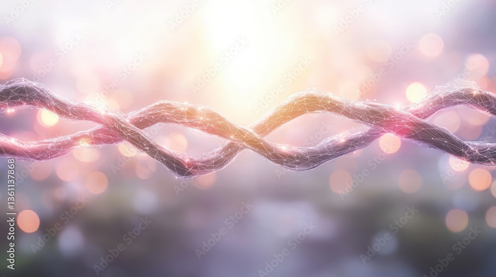 Poster interconnected global network abstract data flow infinity symbol futuristic technology