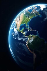 Fototapeta premium Earth viewed from space, natural beauty of planet against dark background, background, dark, planet