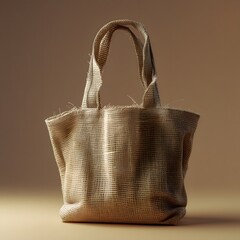 Minimalist burlap tote bag with a raw, textured, and organic aesthetic