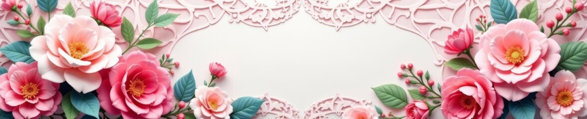 Obraz premium Intricate floral lace design in soft pastel colors, feminine, elegant, delicate