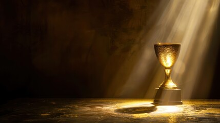 A spotlight shining on a gold trophy, emphasizing its significance and importance as an award.