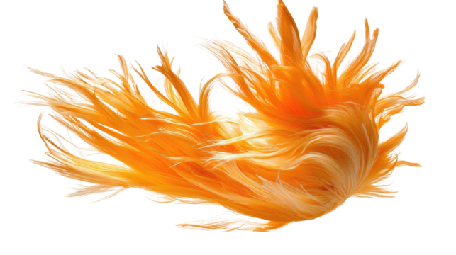 Vibrant Flowing Orange Hair with Soft Texture Against Black Background for Artistic Visuals