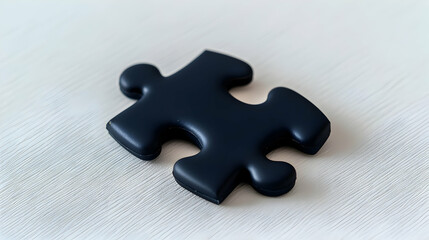 Fototapeta premium Single Black Puzzle Piece on White Textured Background