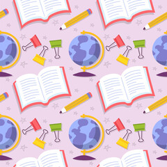School Supplies Seamless Pattern