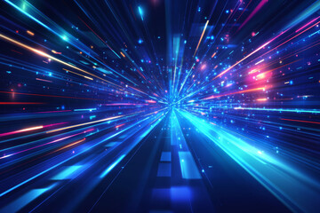 Obraz premium Dynamic blue light streaks create futuristic effect