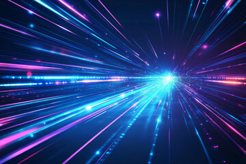 Dynamic blue and pink light streaks on dark background