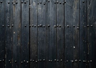 Fototapeta premium Distressed Black Wood Texture with Metal Rivets Background Material