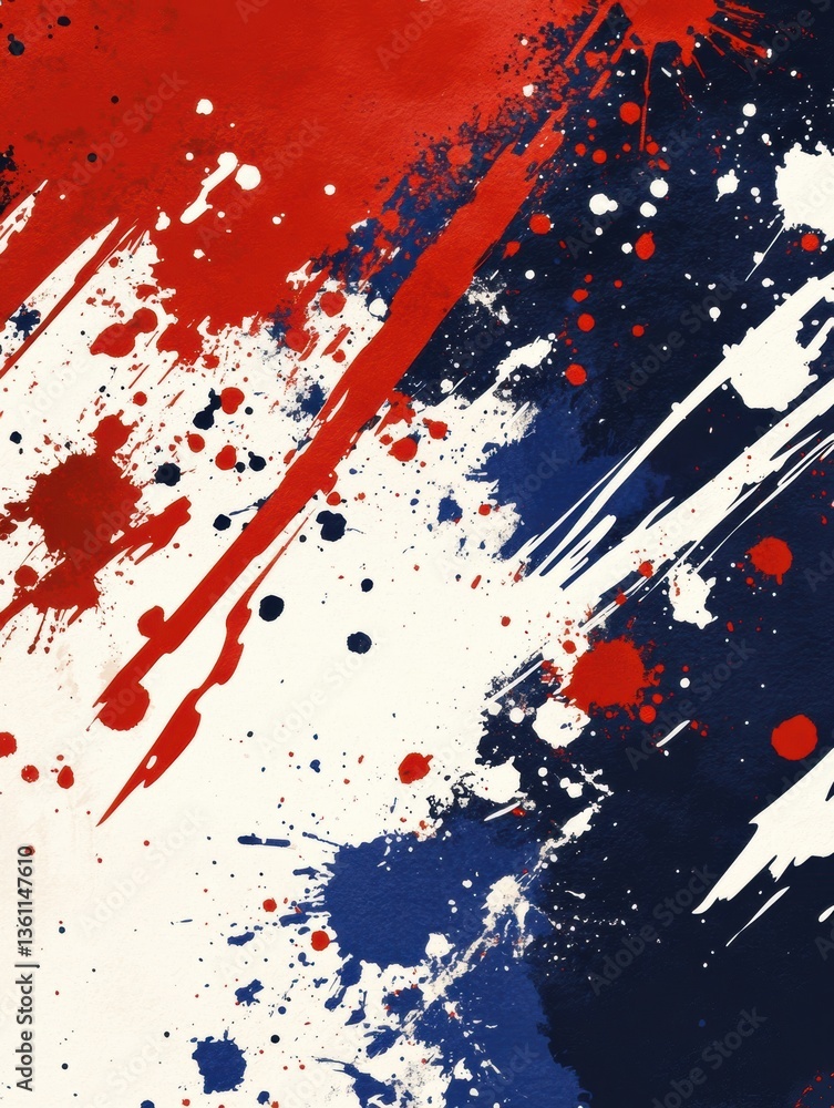 Aufkleber bold abstract background features dynamic red, white, and blue splashes reflecting national pride an