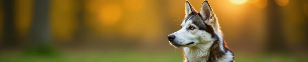 Obraz premium Young husky attentively waits for command during training , dog, training session, attentive