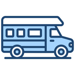 Camper Van Icon Lineal Blue Style