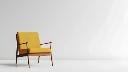 Fototapeta premium Stylish Modern Armchair in Minimalist White and Yellow Design