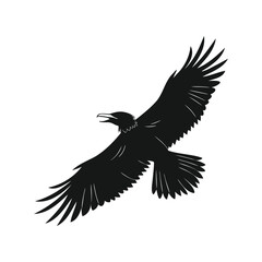 Obraz premium Silhouette of a Flying Eagle with Outstretched Wings Vector illustration