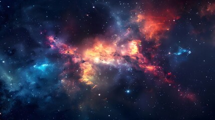 Fototapeta premium Captivating Cosmic Nebula with Glowing Stars and Abstract Celestial Designs in Deep Space Background