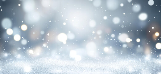 Fototapeta premium Abstract silver background with bokeh lights.