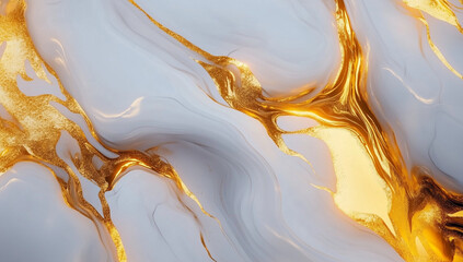 Abstract white and gold swirling design.