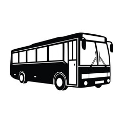 City Bus Silhouette, Public Transportation Vector Illustration