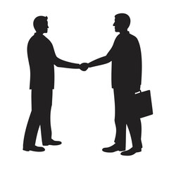 Fototapeta premium Businessmen Handshake Silhouette, Agreement and Partnership
