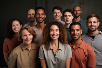 Obraz premium Group portrait photo of a diverse group of coworkers working for a startup company in Berlin