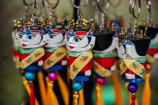 Ondel-ondel shaped toys and key chains.