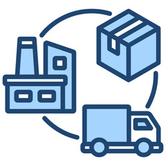 Supply Chain Icon Lineal Blue Style