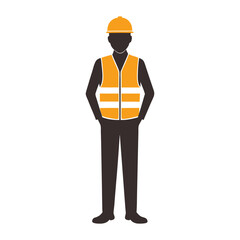 Construction Worker Standing Pose Vector Illustration