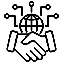 Virtual Collaboration Icon Lineal Syle