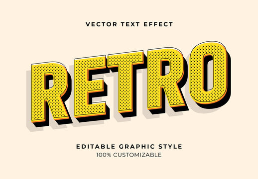 Yellow Bold Pop Comic Retro Outline 3D Text Effect
