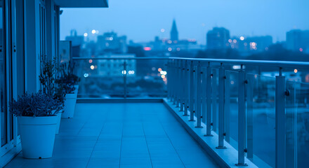 Obraz premium Evening Balcony View Of Cityscape