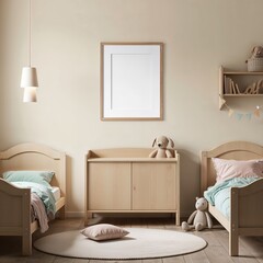 Soft Lighting Cozy Nursery Room Mockup with Pastel Colors