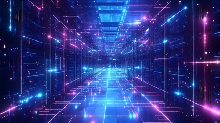Fototapeta premium Abstract art of big data glowing lines in a futuristic digital environment