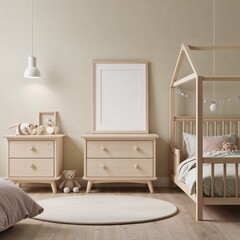 Calm and Warm Minimalist Children's Bedroom Mockup