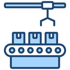 Assembly Line Icon Lineal Blue Style